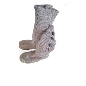 UGG Australia Classic Cardy Gray Sweater Knit Tall Boots 5819 Womens Size 10